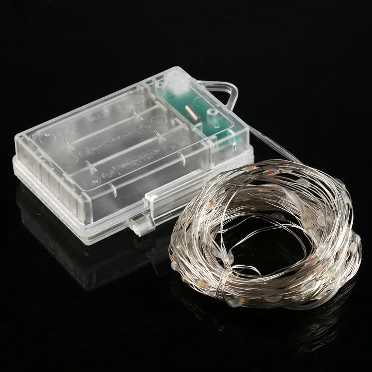 Đèn dây 50 bóng LED dùng 3 pin AA, đèn trang trí đèn tiên có điều khiển từ xa, DC 5V, ánh sáng nhiều màu/điều khiển từ xa, ánh sáng trắng/điều khiển từ xa, ánh sáng trắng ấm/điều khiển từ xa