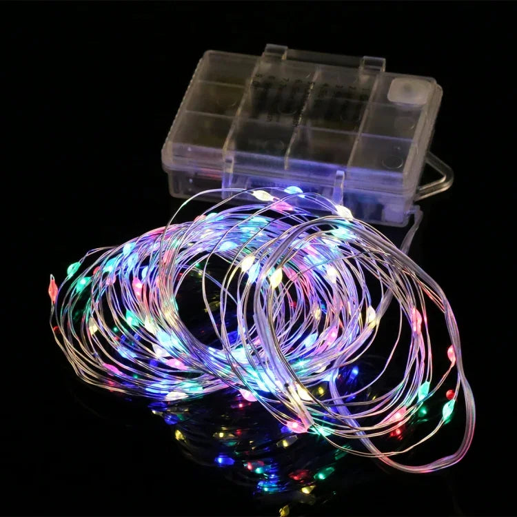 Đèn dây 50 bóng LED dùng 3 pin AA, đèn trang trí đèn tiên có điều khiển từ xa, DC 5V, ánh sáng nhiều màu/điều khiển từ xa, ánh sáng trắng/điều khiển từ xa, ánh sáng trắng ấm/điều khiển từ xa
