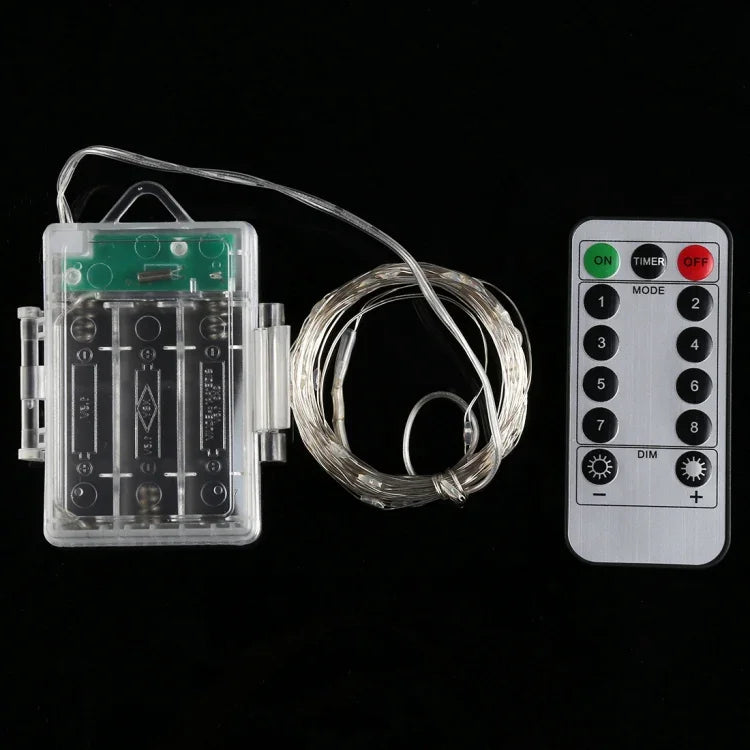 Đèn dây 50 bóng LED dùng 3 pin AA, đèn trang trí đèn tiên có điều khiển từ xa, DC 5V, ánh sáng nhiều màu/điều khiển từ xa, ánh sáng trắng/điều khiển từ xa, ánh sáng trắng ấm/điều khiển từ xa