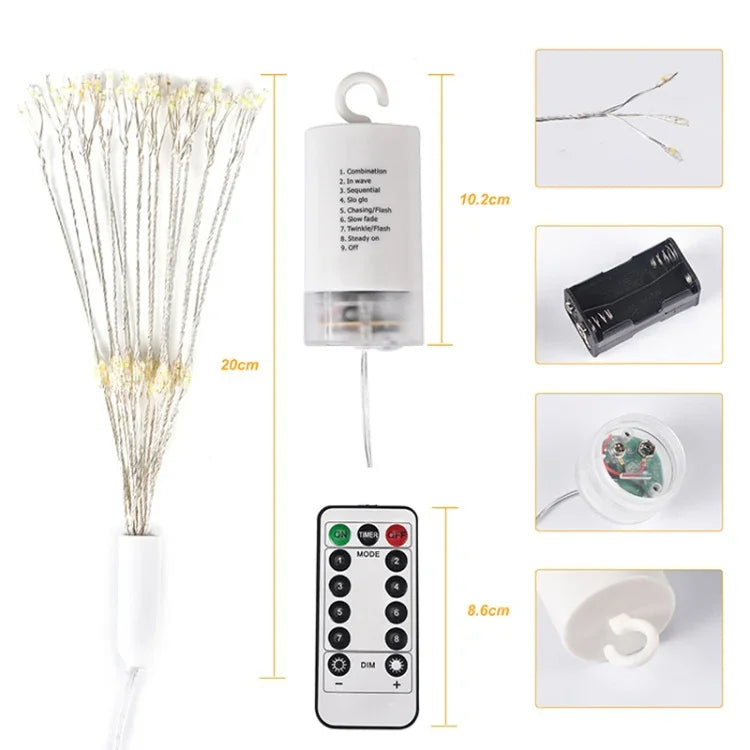 Đèn trang trí LED 150 bóng dùng hộp pin, có điều khiển từ xa, ánh sáng nhiều màu 30CM, ánh sáng trắng 30CM, ánh sáng trắng ấm 30CM