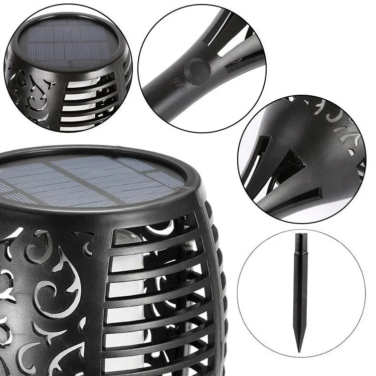 Đèn lửa năng lượng mặt trời 96 LED ngoài trời cho sân vườn, Đèn cỏ, Đèn cảnh quan dạng đuốc