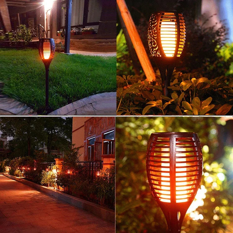 Đèn lửa năng lượng mặt trời 96 LED ngoài trời cho sân vườn, Đèn cỏ, Đèn cảnh quan dạng đuốc