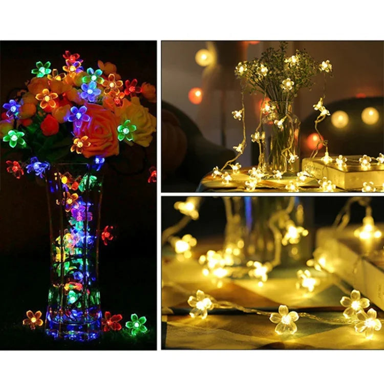 6m 40 đèn LED đèn trang trí hoa anh đào cho ngày lễ, chạy bằng pin, 6m đèn màu, 6m đèn trắng ấm