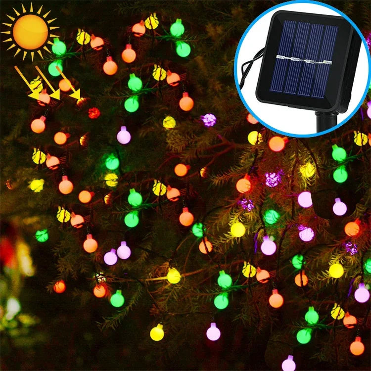 Dây đèn trang trí lễ hội Giáng sinh ngoài trời hình quả bóng 30 đèn LED chống nước chạy bằng năng lượng mặt trời