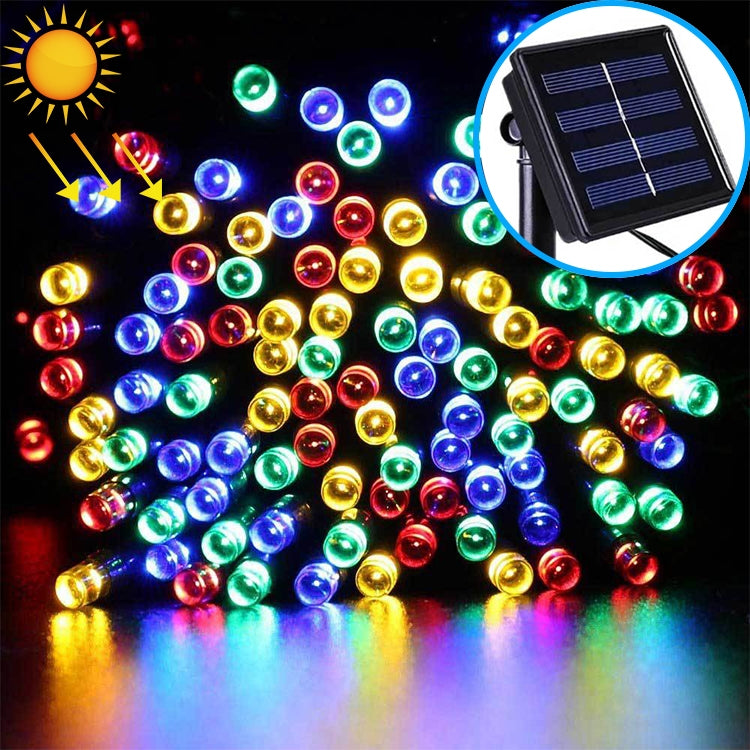 Dây đèn trang trí lễ hội Giáng sinh ngoài trời 200 đèn LED chống nước chạy bằng năng lượng mặt trời, chiều dài: 22m