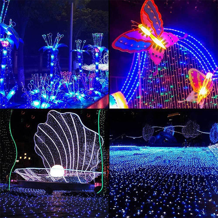 Dây đèn trang trí lễ hội Giáng sinh ngoài trời 200 đèn LED chống nước chạy bằng năng lượng mặt trời, chiều dài: 22m