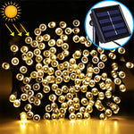 Dây đèn trang trí lễ hội Giáng sinh ngoài trời 200 đèn LED chống nước chạy bằng năng lượng mặt trời, chiều dài: 22m