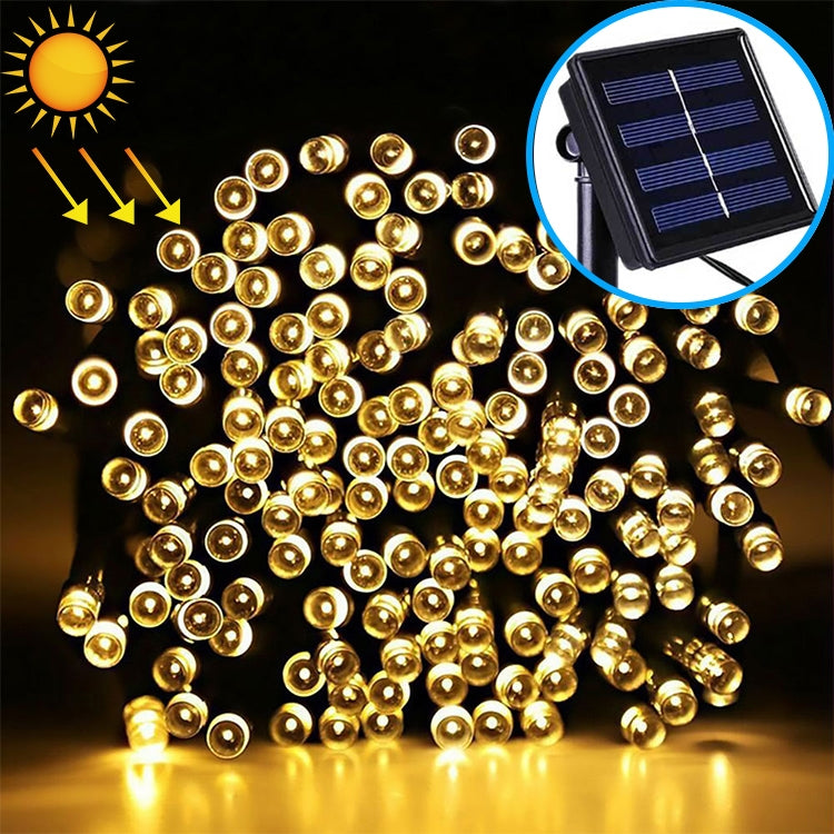 Dây đèn trang trí lễ hội Giáng sinh ngoài trời 200 đèn LED chống nước chạy bằng năng lượng mặt trời, chiều dài: 22m