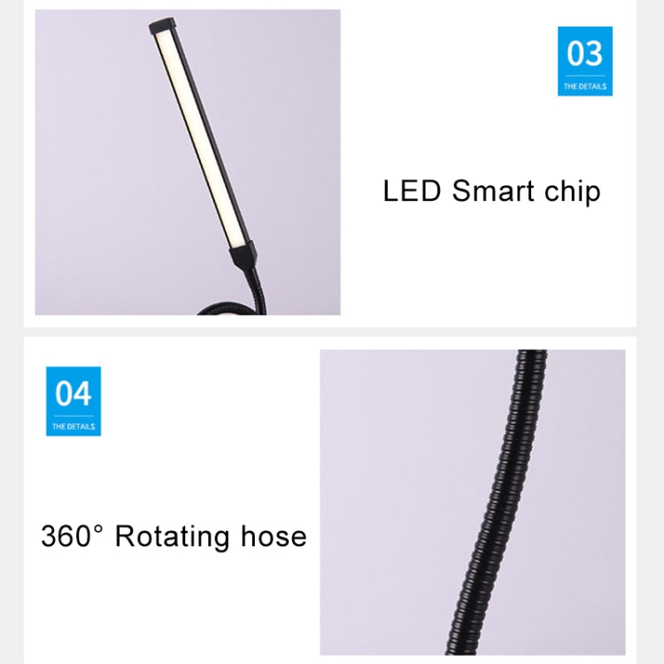 Đèn bàn LED 8W gập điều chỉnh bảo vệ mắt, phiên bản cắm USB, phiên bản cắm USB (Trắng), phiên bản cắm USB (Đen)