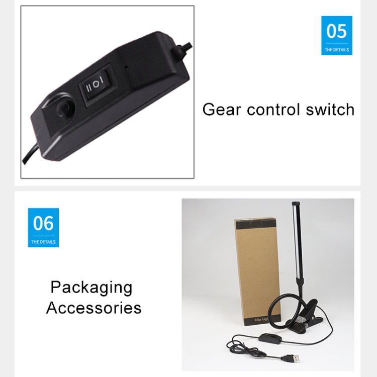 Đèn bàn LED 8W gập điều chỉnh bảo vệ mắt, phiên bản cắm USB, phiên bản cắm USB (Trắng), phiên bản cắm USB (Đen)
