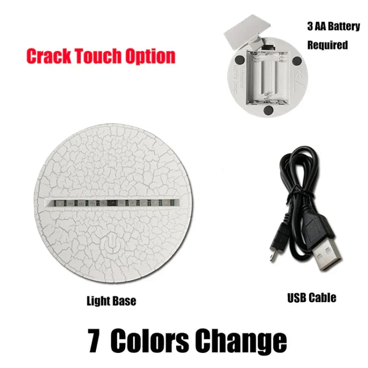 Fish Shape 3D Colorful LED Vision Light Table Lamp, Crack Touch Version, Crack Touch Version