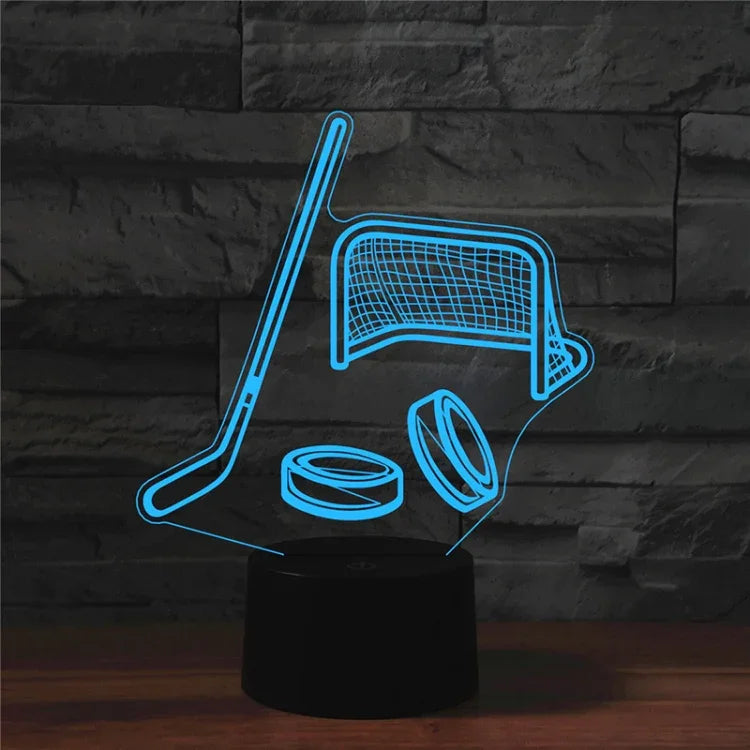 Ice Hockey Shape 3D Colorful LED Vision Light Table Lamp, Charging Touch Version, Charging Touch Version