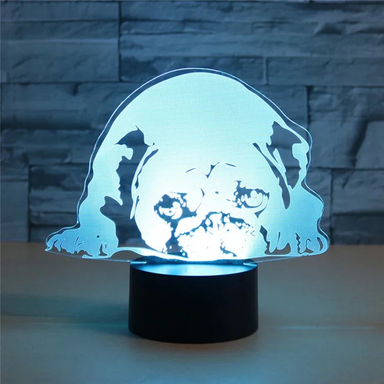 Đèn bàn LED 3D hình chó nằm nhiều màu, Phiên bản cảm ứng sạc, Phiên bản cảm ứng sạc