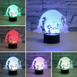 Đèn bàn LED 3D hình chó nằm nhiều màu, Phiên bản cảm ứng sạc, Phiên bản cảm ứng sạc