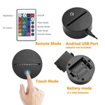 Skiing Shape 3D Colorful LED Vision Light Table Lamp, 16 Colors Remote Control Version, 16 Colors Remote Control Version