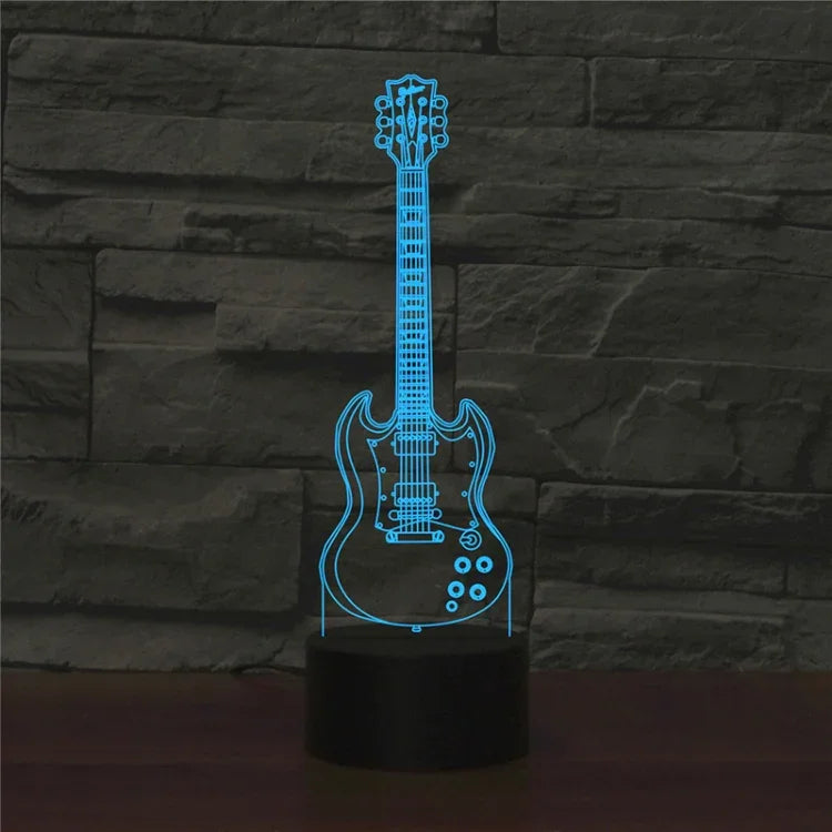 Đèn bàn hình đàn guitar 5 dây 3D nhiều màu LED Vision, phiên bản USB & pin, phiên bản USB & pin