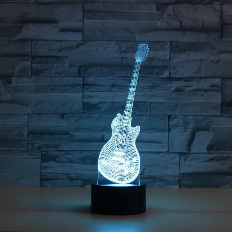 Đèn bàn hình đàn guitar 3D LED màu sắc, phiên bản điều khiển từ xa 16 màu, phiên bản điều khiển từ xa 16 màu