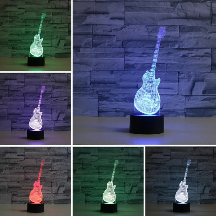 Đèn bàn hình đàn guitar 3D LED màu sắc, phiên bản điều khiển từ xa 16 màu, phiên bản điều khiển từ xa 16 màu