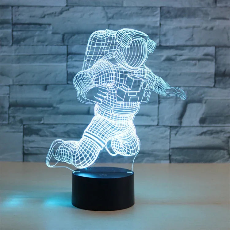 Đèn bàn hình phi hành gia 3D LED màu sắc, phiên bản điều khiển từ xa cảm ứng nứt, phiên bản điều khiển từ xa cảm ứng nứt