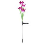 Đèn sân vườn trang trí mô phỏng hoa loa kèn 4 đầu năng lượng mặt trời IP55 chống nước, ánh sáng trắng, ánh sáng trắng