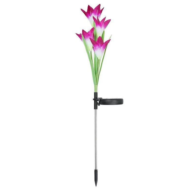 Đèn sân vườn trang trí mô phỏng hoa loa kèn 4 đầu năng lượng mặt trời IP55 chống nước, ánh sáng trắng, ánh sáng trắng