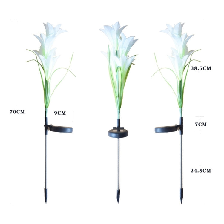 Đèn sân vườn trang trí mô phỏng hoa loa kèn 4 đầu năng lượng mặt trời IP55 chống nước, ánh sáng trắng, ánh sáng trắng