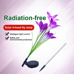 Đèn sân vườn trang trí mô phỏng hoa loa kèn 4 đầu năng lượng mặt trời IP55 chống nước, ánh sáng trắng, ánh sáng trắng