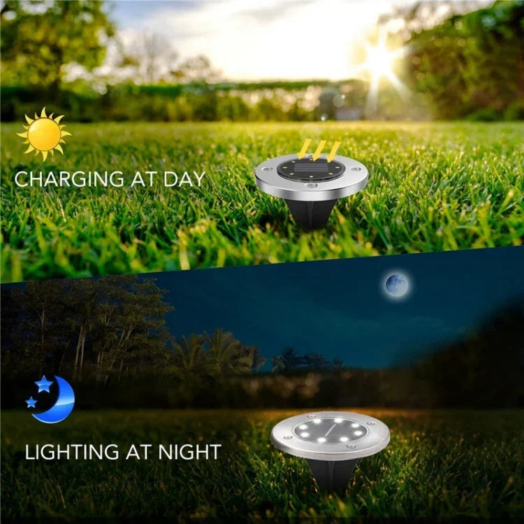 2 cái đèn chôn dưới đất năng lượng mặt trời 10 đèn LED, đèn ngoài trời chống nước IP65 cho vườn và đường phố, 10 đèn LED