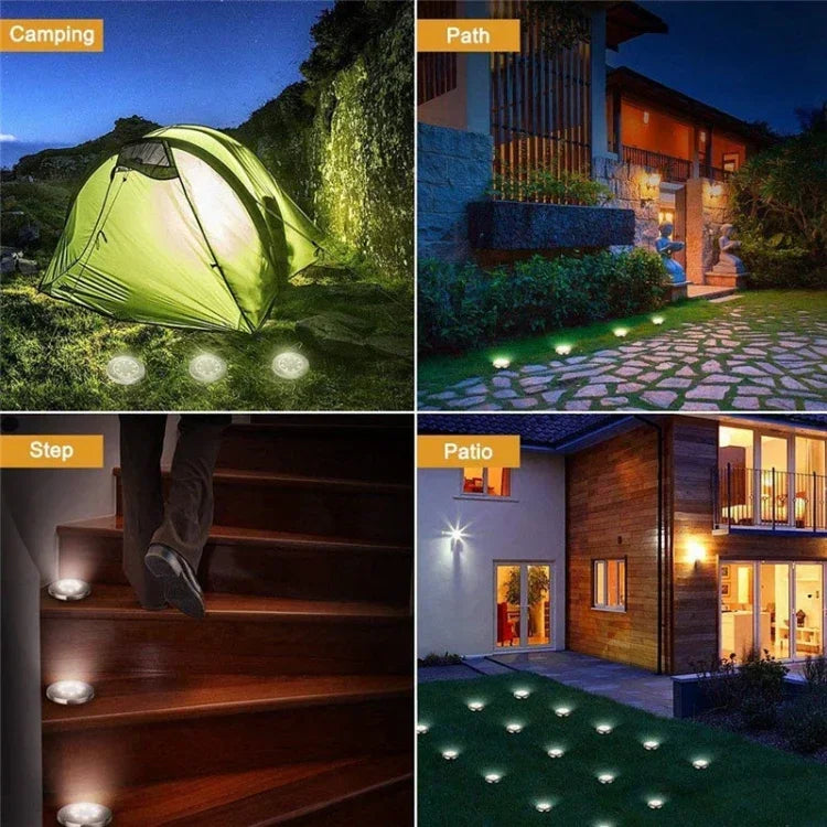 2 cái đèn chôn dưới đất năng lượng mặt trời 10 đèn LED, đèn ngoài trời chống nước IP65 cho vườn và đường phố, 10 đèn LED
