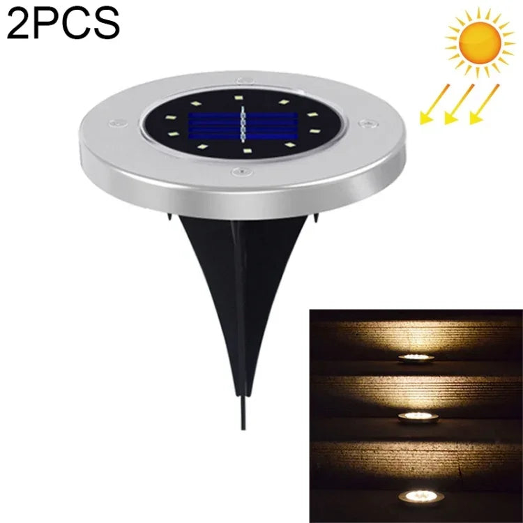 2 cái đèn chôn dưới đất năng lượng mặt trời 10 đèn LED, đèn ngoài trời chống nước IP65 cho vườn và đường phố, 10 đèn LED
