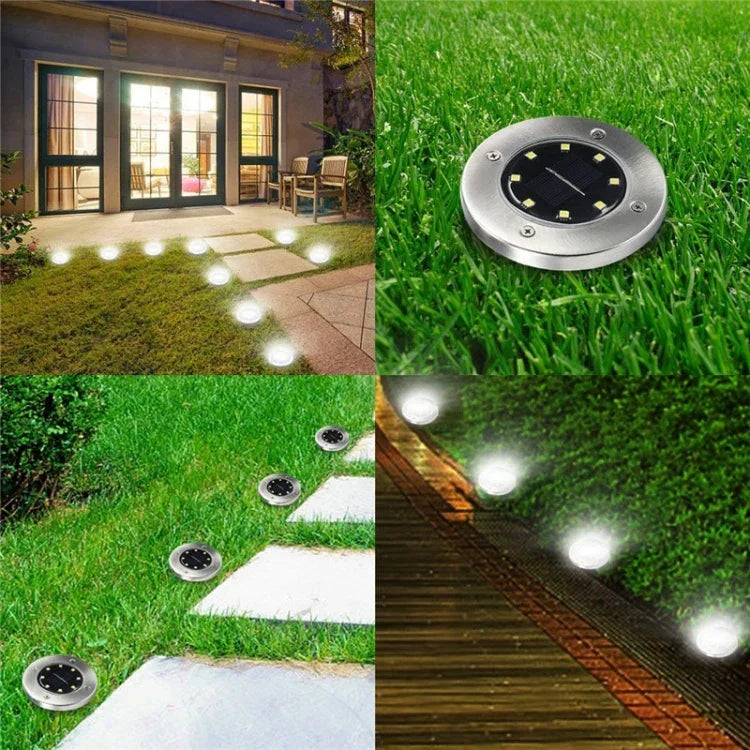 2 cái đèn chôn dưới đất năng lượng mặt trời 12 đèn LED, đèn ngoài trời chống nước IP65 cho vườn và đường phố, 12 đèn LED