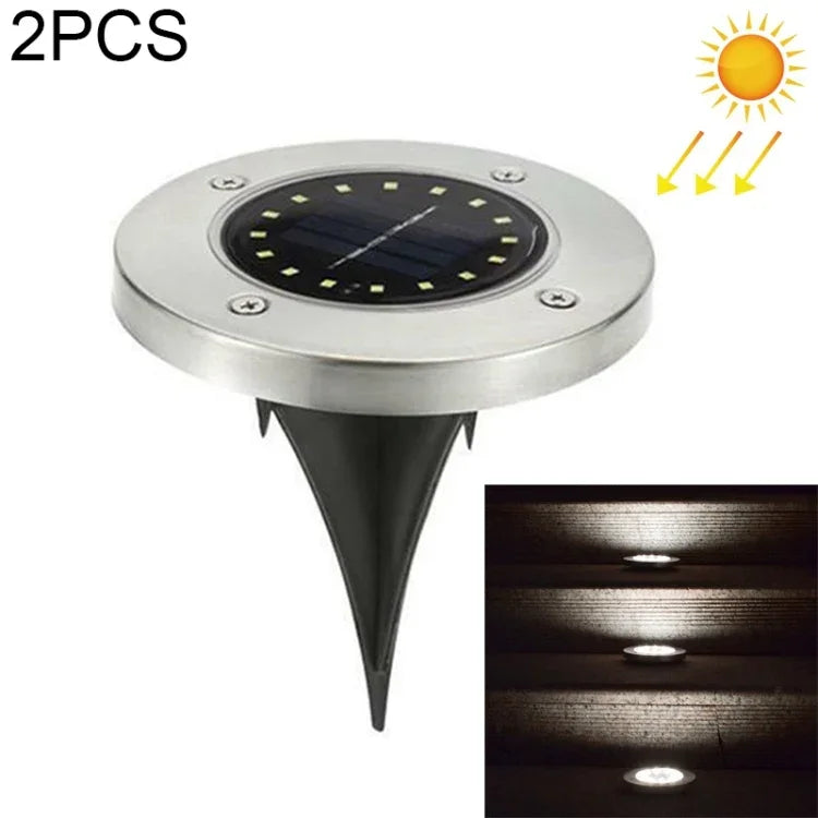 2 cái đèn chôn dưới đất năng lượng mặt trời 16 đèn LED, đèn ngoài trời chống nước IP65 cho vườn và đường phố, 16 đèn LED