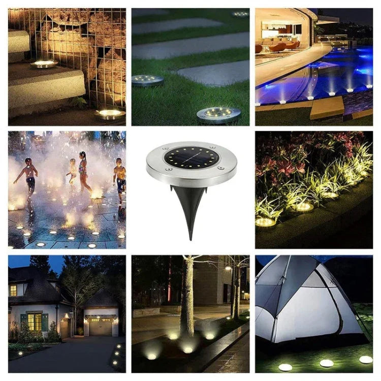 2 cái đèn chôn dưới đất năng lượng mặt trời 16 đèn LED, đèn ngoài trời chống nước IP65 cho vườn và đường phố, 16 đèn LED