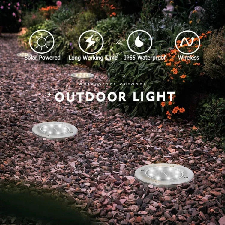 2 cái đèn chôn dưới đất năng lượng mặt trời 16 đèn LED, đèn ngoài trời chống nước IP65 cho vườn và đường phố, 16 đèn LED