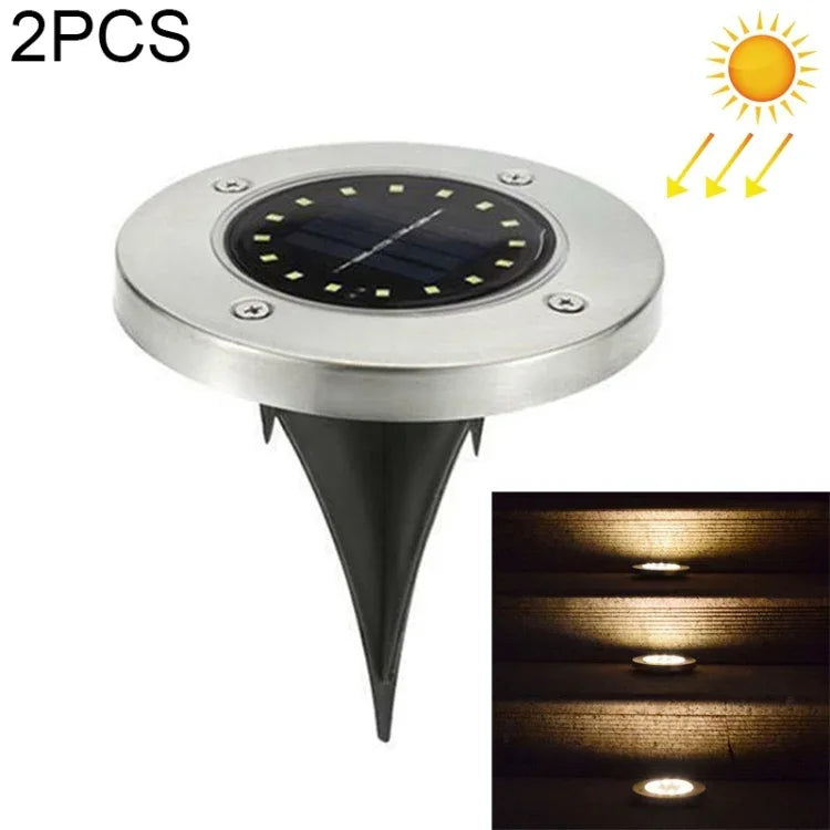 2 cái đèn chôn dưới đất năng lượng mặt trời 16 đèn LED, đèn ngoài trời chống nước IP65 cho vườn và đường phố, 16 đèn LED