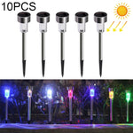 10 cái đèn sân cỏ ngoài trời năng lượng mặt trời bằng thép không gỉ, chống nước IP65, đèn trang trí vườn LED