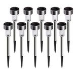 10 cái đèn sân cỏ ngoài trời năng lượng mặt trời bằng thép không gỉ, chống nước IP65, đèn trang trí vườn LED