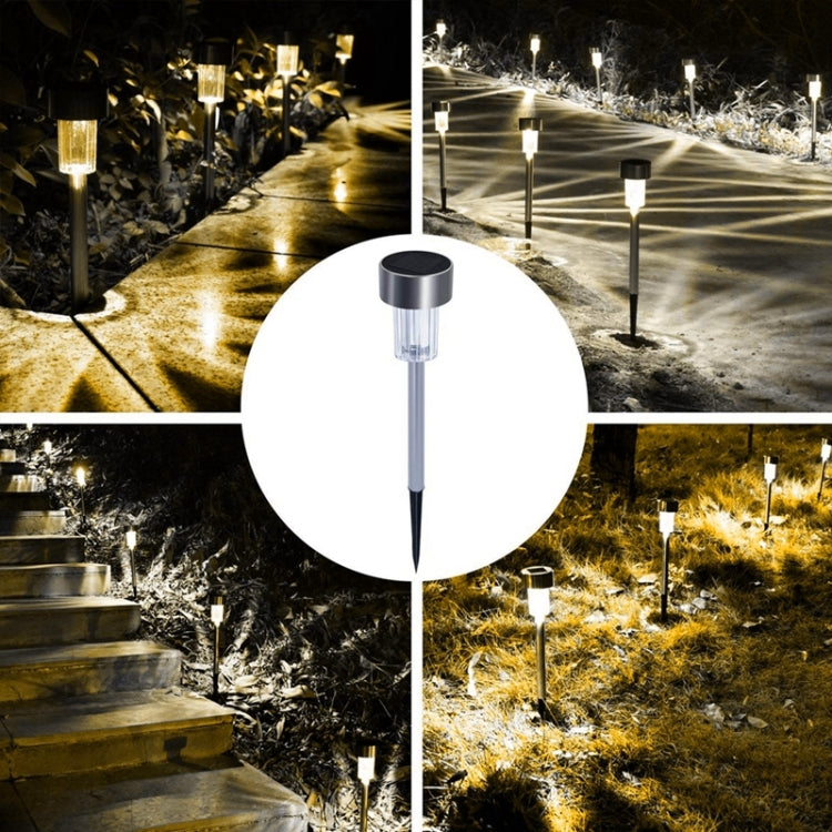 10 cái đèn sân cỏ ngoài trời năng lượng mặt trời bằng thép không gỉ, chống nước IP65, đèn trang trí vườn LED