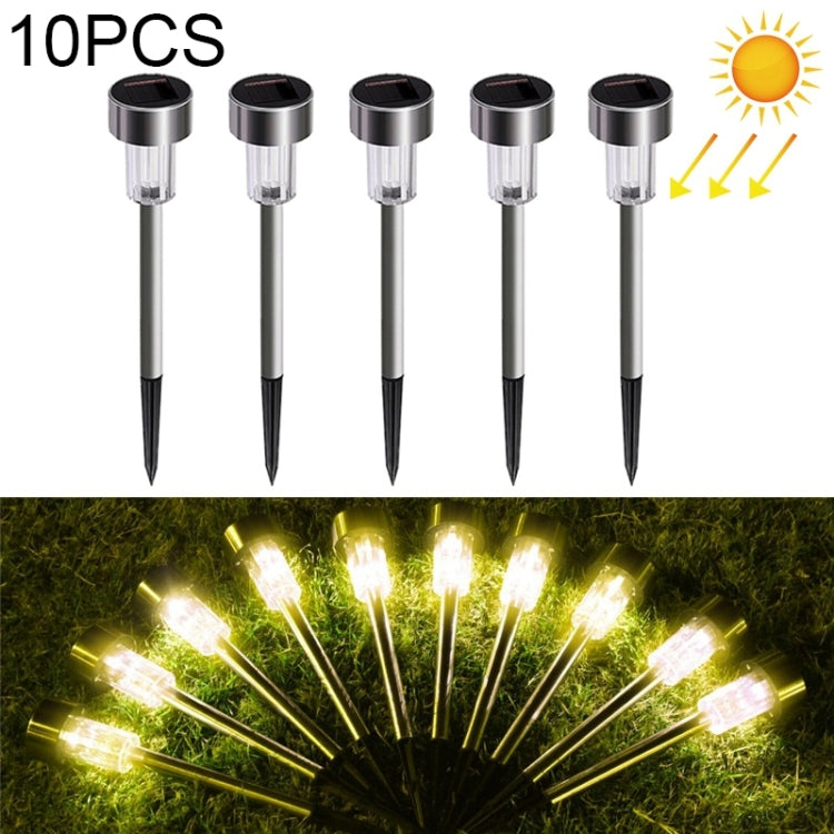 10 cái đèn sân cỏ ngoài trời năng lượng mặt trời bằng thép không gỉ, chống nước IP65, đèn trang trí vườn LED
