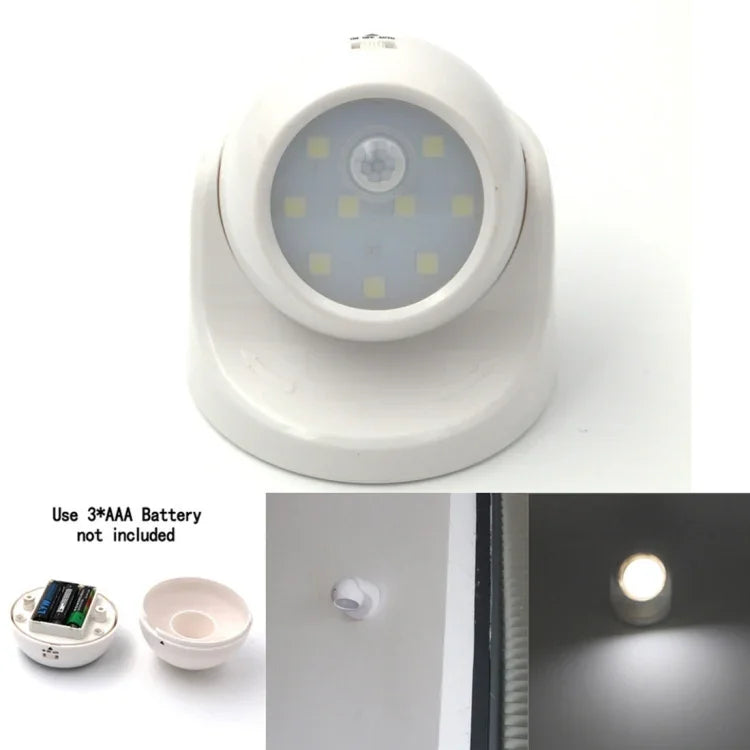 9 đèn LED 240 LM 6000K xoay 360 độ, đèn cảm biến chuyển động không dây cho tủ quần áo / đèn ngủ / đèn tường cho phòng ngủ, phòng khách, phòng tắm, hành lang