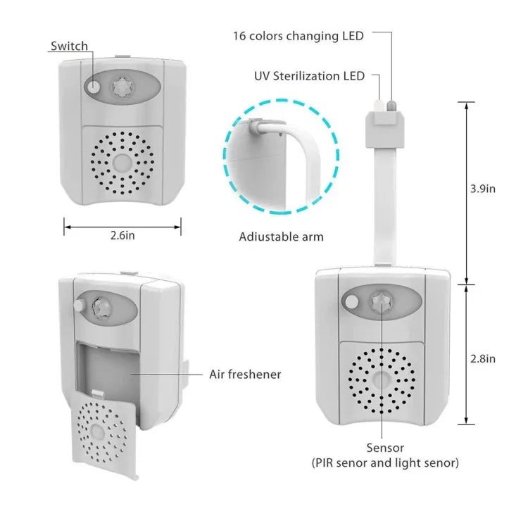 Đèn ngủ cảm biến chuyển động UV tiệt trùng cho bệ toilet nhà vệ sinh, DC 5V