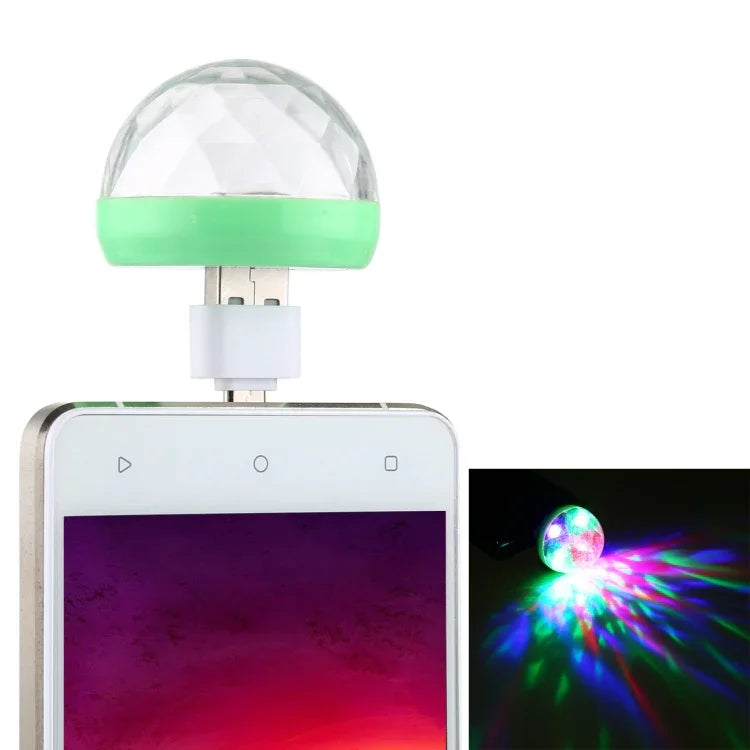Đèn sân khấu quả cầu pha lê LED RGB 4W USB với bộ chuyển đổi Micro USB, có bộ chuyển đổi Micro USB