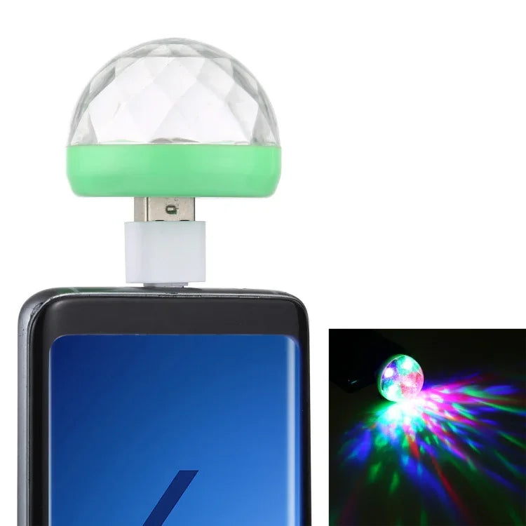 Đèn sân khấu LED pha lê ma thuật RGB 4W USB với bộ chuyển đổi Type-C, có bộ chuyển đổi Type-C