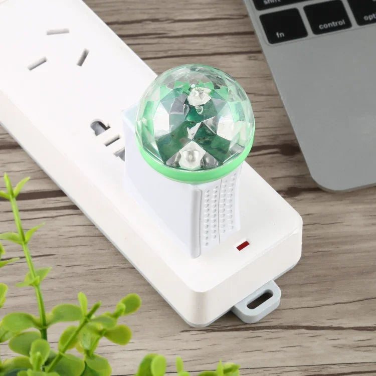 Đèn sân khấu quả cầu pha lê LED RGB 4W USB với bộ chuyển đổi 8 chân, có bộ chuyển đổi 8 chân