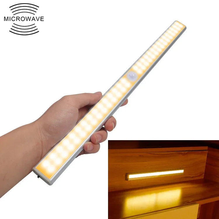 Đèn cảm biến cơ thể người thông minh màn hình rộng 2.8W 60 đèn LED trắng ấm, đèn hành lang tủ, phiên bản sạc USB, 2.8W 60 đèn LED trắng ấm