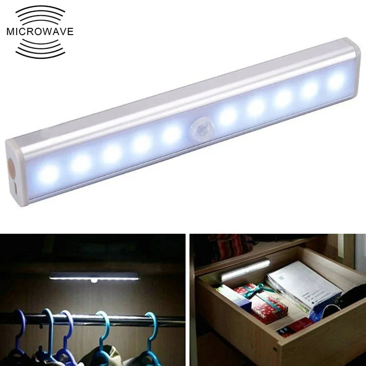 Đèn cảm biến cơ thể người thông minh màn hình rộng 1.8W 10 đèn LED trắng, đèn hành lang tủ, phiên bản pin, 1.8W 10 đèn LED trắng (phiên bản pin)