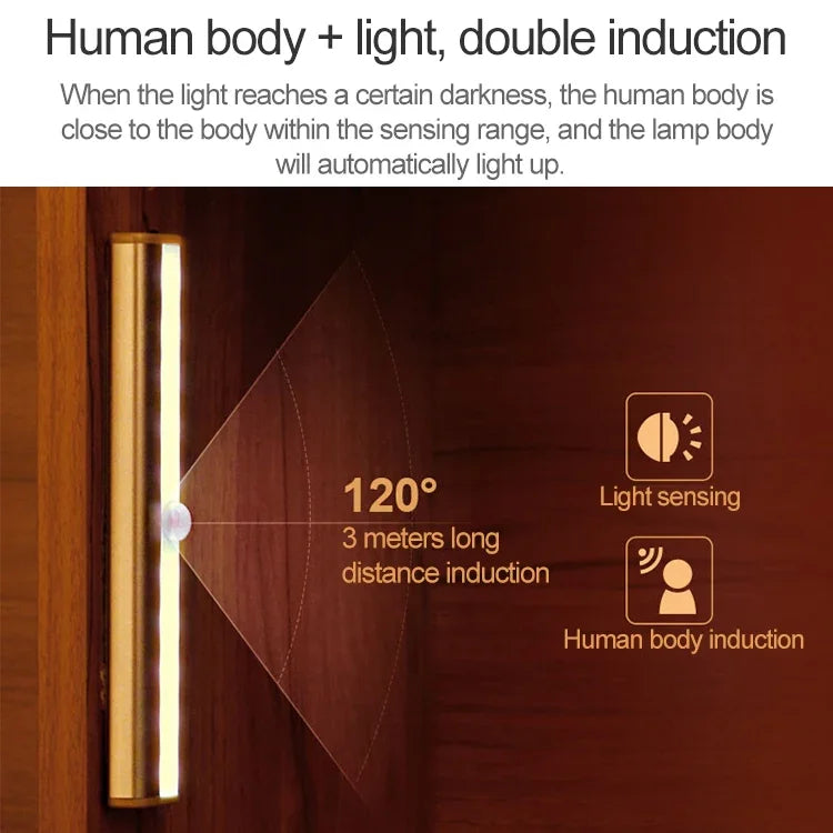 Đèn cảm biến cơ thể người thông minh màn hình rộng 1.8W 10 đèn LED trắng, đèn hành lang tủ, phiên bản pin, 1.8W 10 đèn LED trắng (phiên bản pin)