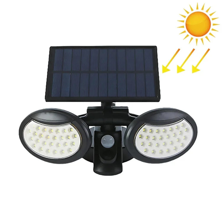 Đèn tường năng lượng mặt trời tích hợp 56 đèn LED chiếu sáng sân vườn chống nước, hai đầu xoay được, đèn đường, 56 đèn LED