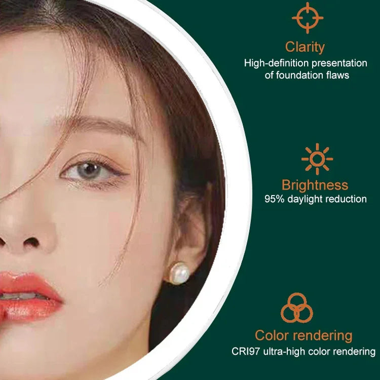 Gương trang điểm để bàn LED thông minh có đèn chiếu sáng, ánh sáng trắng, ánh sáng trắng