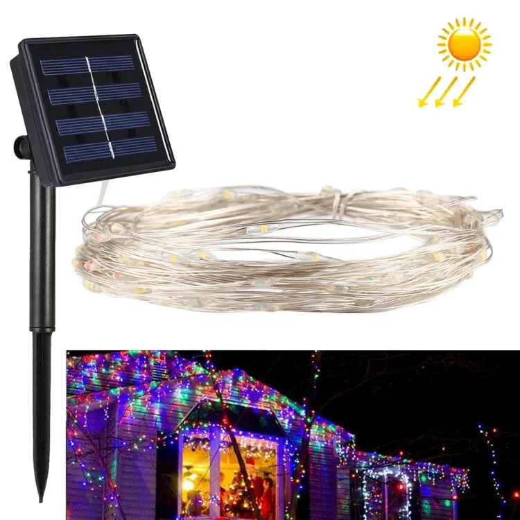 Đèn dây 20m 200 bóng LED SMD 0603 dây bạc năng lượng mặt trời, đèn trang trí, DC 5V, 20m 200 bóng LED nhiều màu, 20m 200 bóng LED ánh sáng trắng